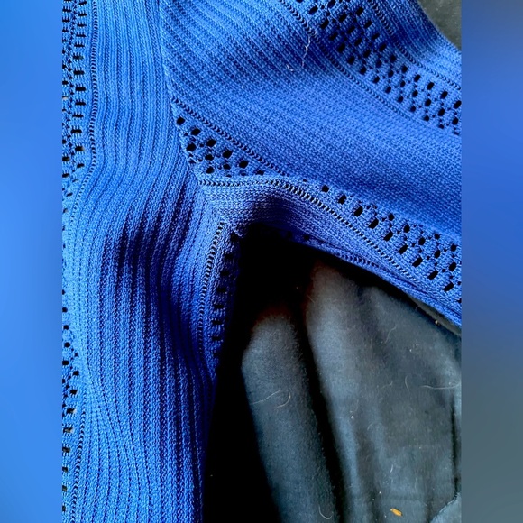 Rag & Bone Elsa Pointelle Bodycon Dress Blue Size 6 Midi Knit Lined - Picture 10 of 14